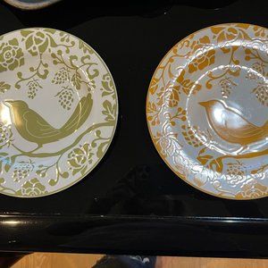 Set of "bird" stoneware plates